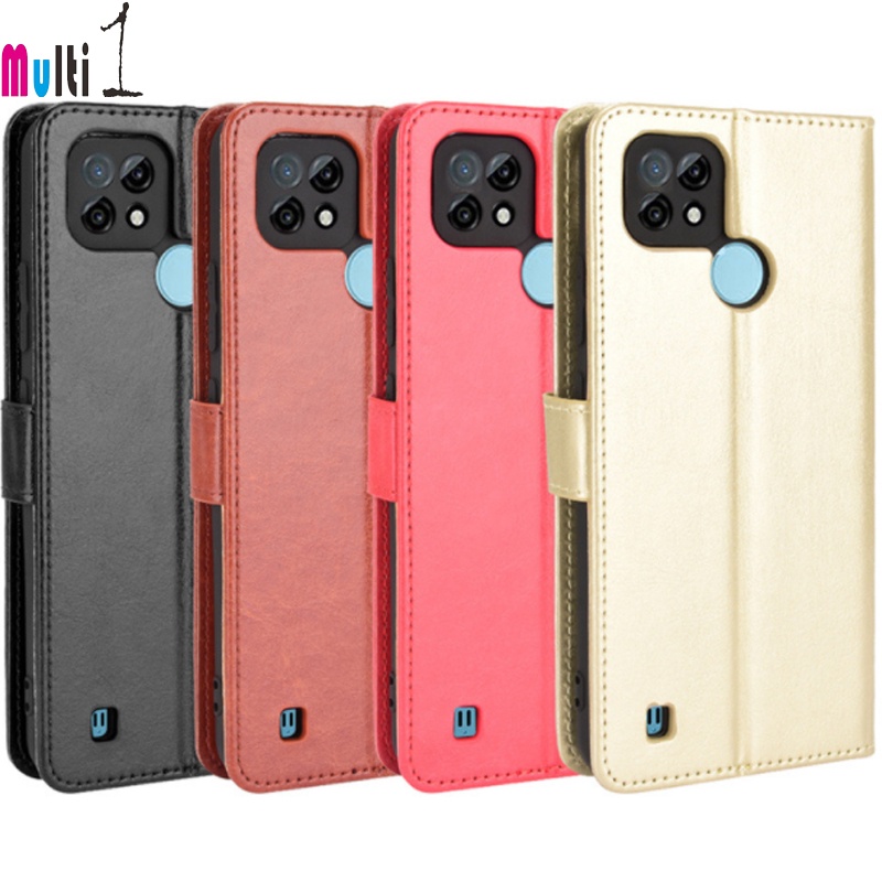 Leather Case OPPO Realme C21Y - Realme C25Y Flip Cover Case Dompet