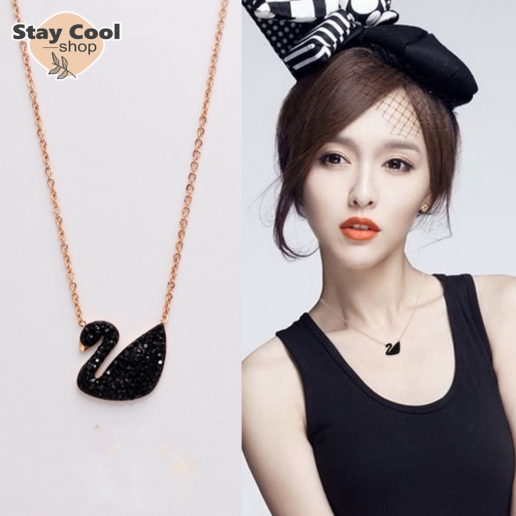 Kalung Dan Liontin Angsa Import Korea Fashion Bahan Titanium Asli Model Terbaru 2021 Panjang 45Cm