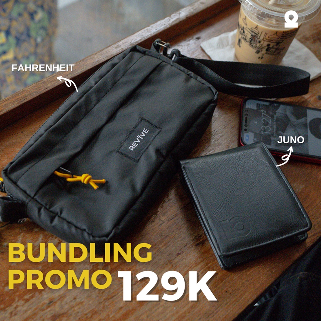 BUNDLING Kado Murmer | FAHRENHEIT / CELCIUS Pouch Clutch Sling + Dompet Kulit JUNO [Paket REVIVE Indonesia]