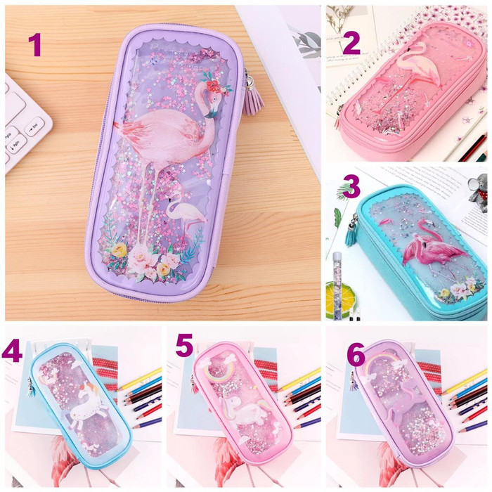 

Kotak Pensil Glitter Air / Kotak Pensil Sequin Liquid Unicorn Flamingo