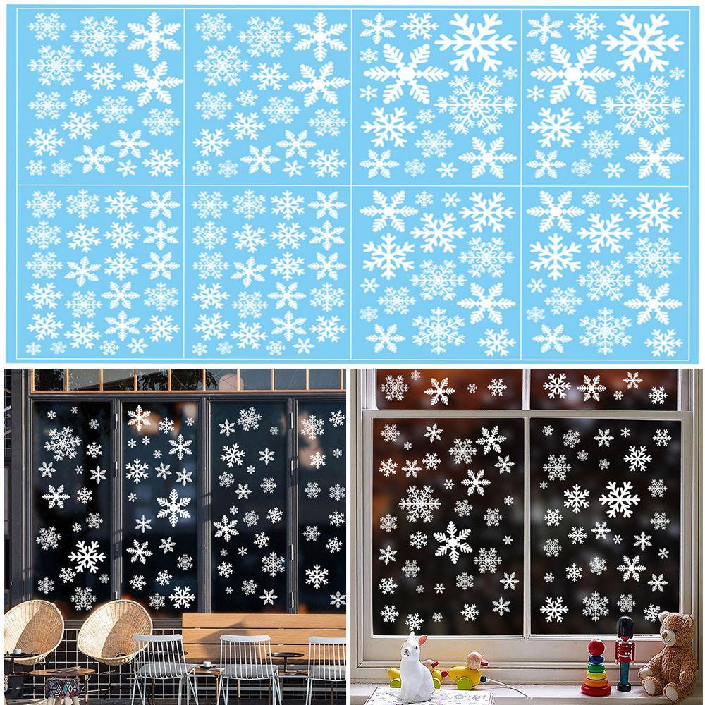 Populer 8Pcs /set Stiker Dinding Natal Xmas New Year Snowflake Window Sticker