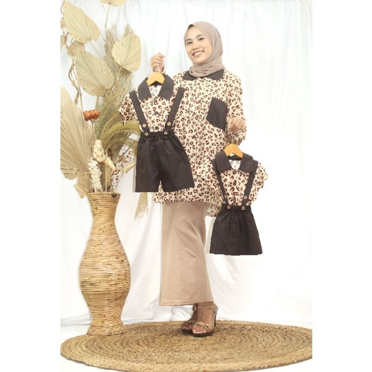 LEOPARD TOP - Atasan Kemeja Rayon Adem Busui Kancing sampai bawah Tangan Balon Tunik Murah Cewe