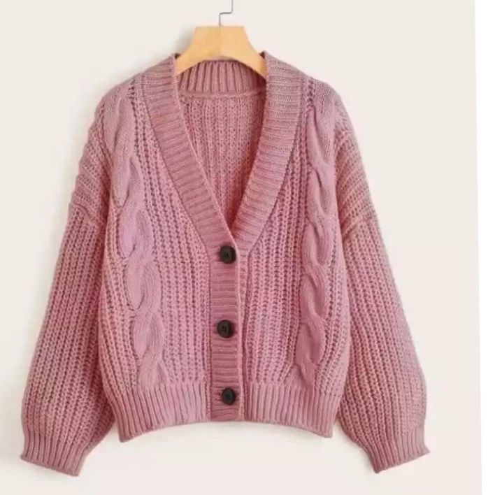 Cable Cardy Outer Rajut Tebal / Cardigan Rajut Kancing Terbaru / Outer Cardigan Wanita Bahan Rajut Premium