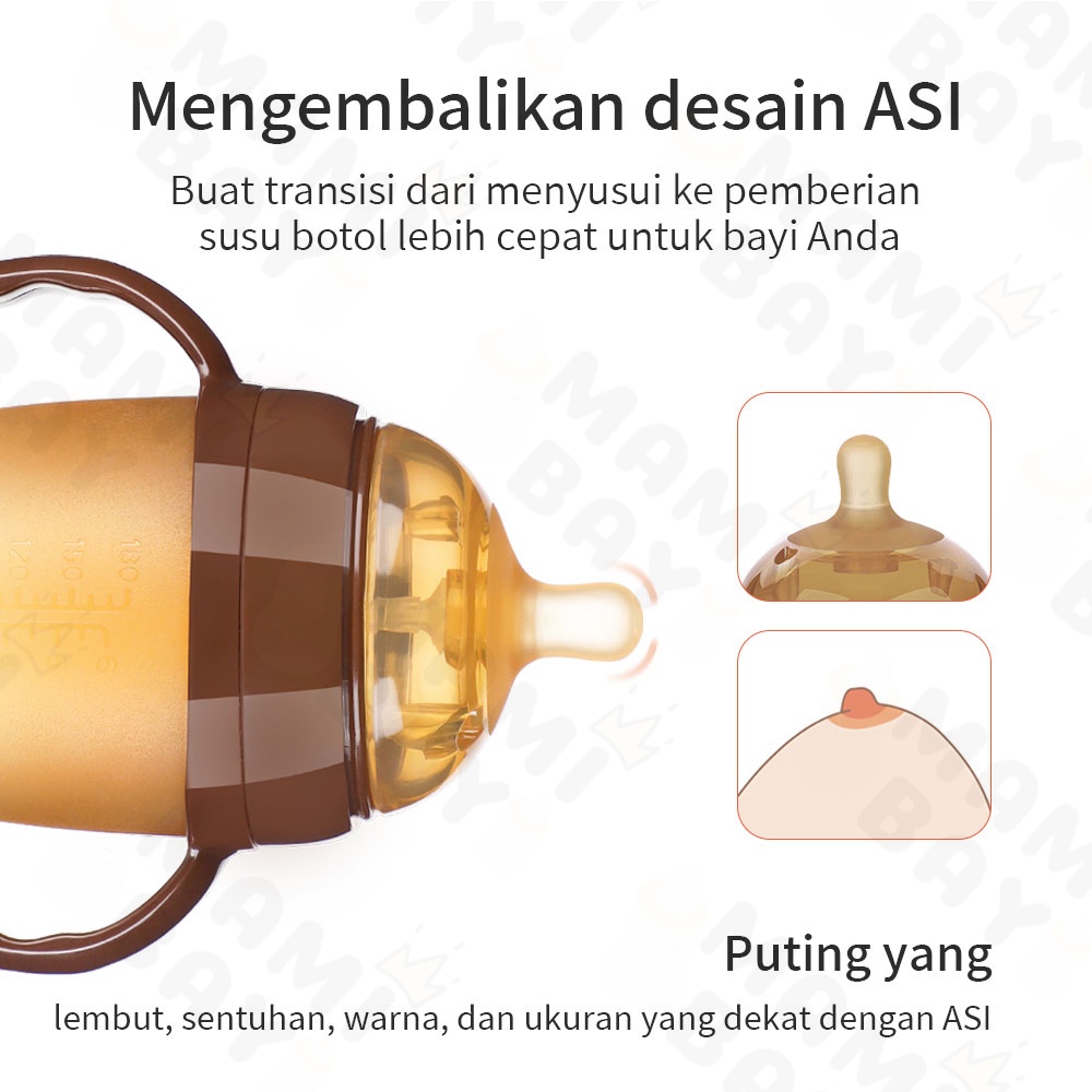 OKEYI Piko bello botol susu bayi lembut anti kolik leher lebar botol bayi bahan nano perak BPA free