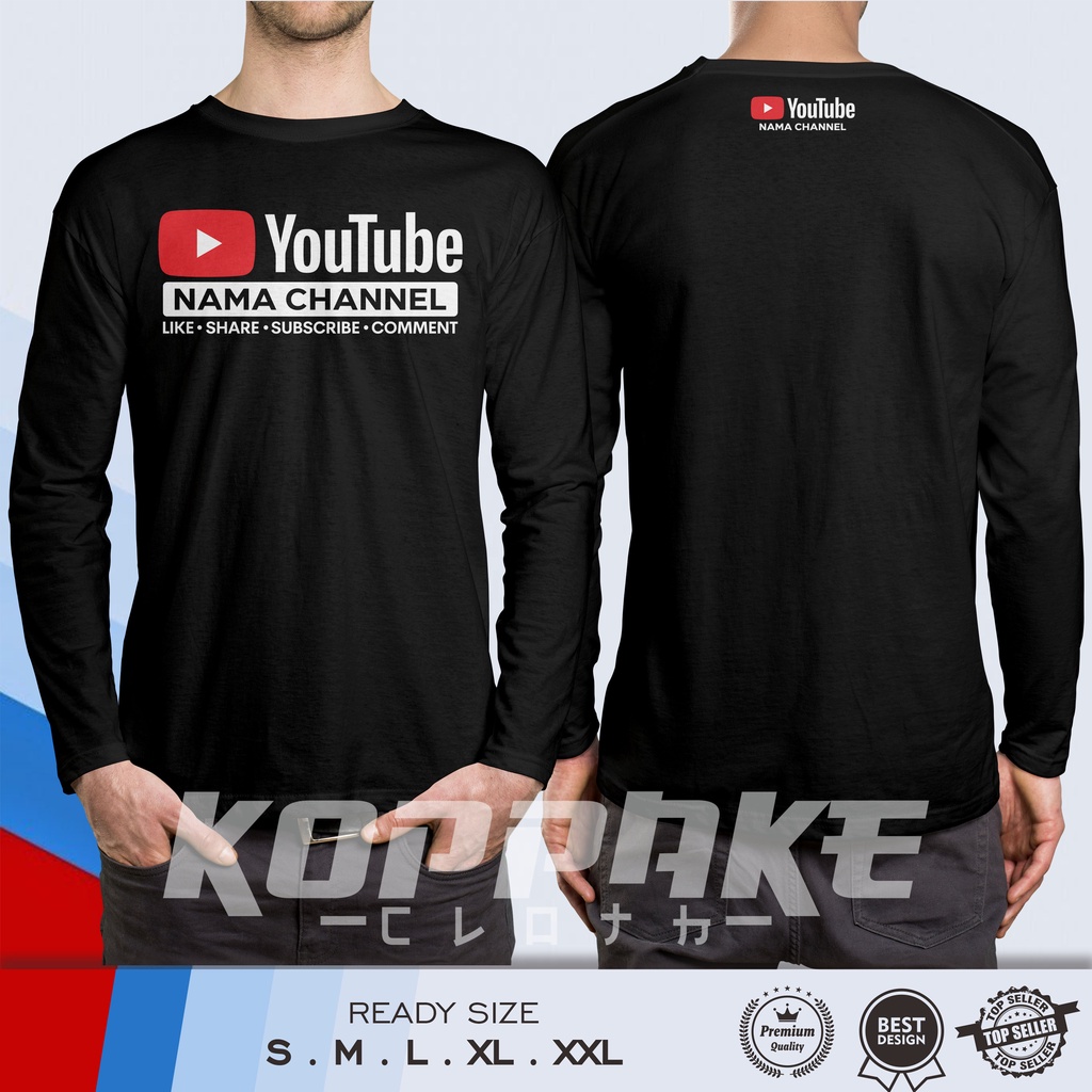 Kaos Youtube Request Nama Channel Lengan Panjang Baju Distro