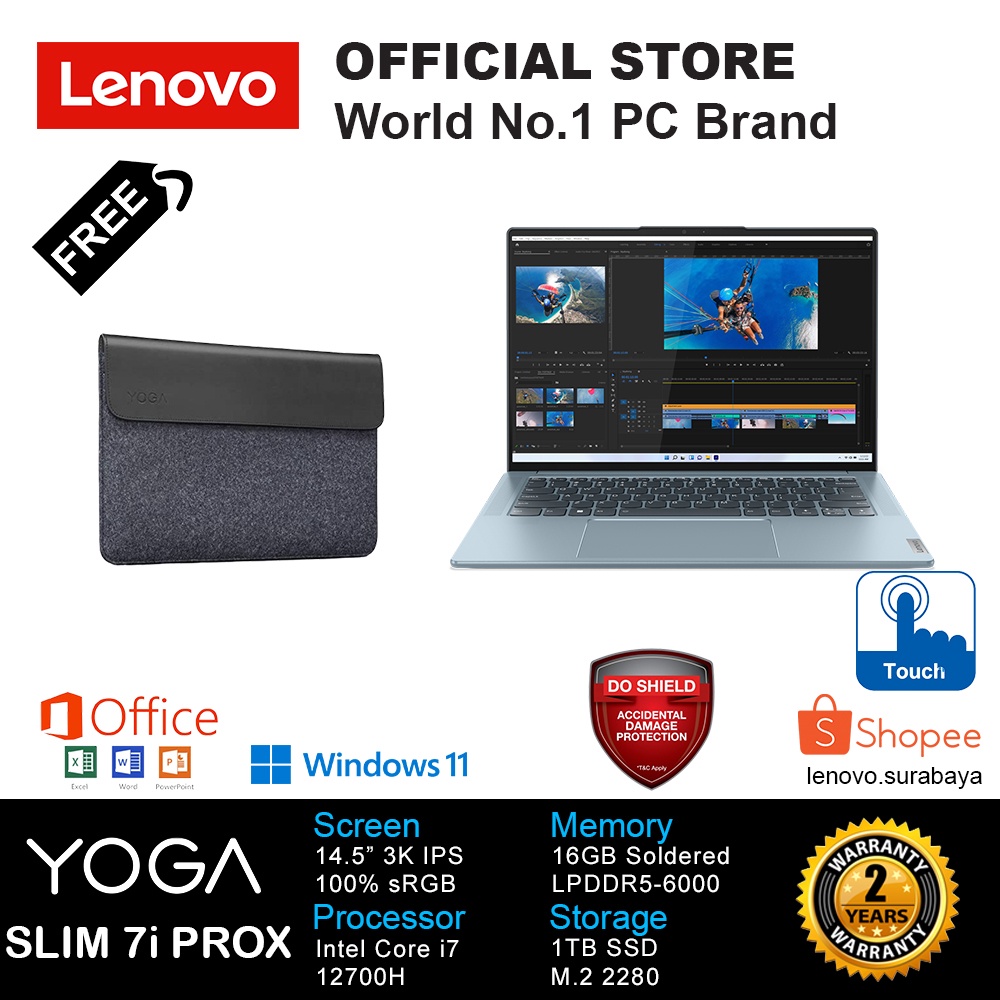 Jual LENOVO YOGA SLIM 7i PROX-14IAH7 26ID DARK TEAL i7-12700 | Shopee ...