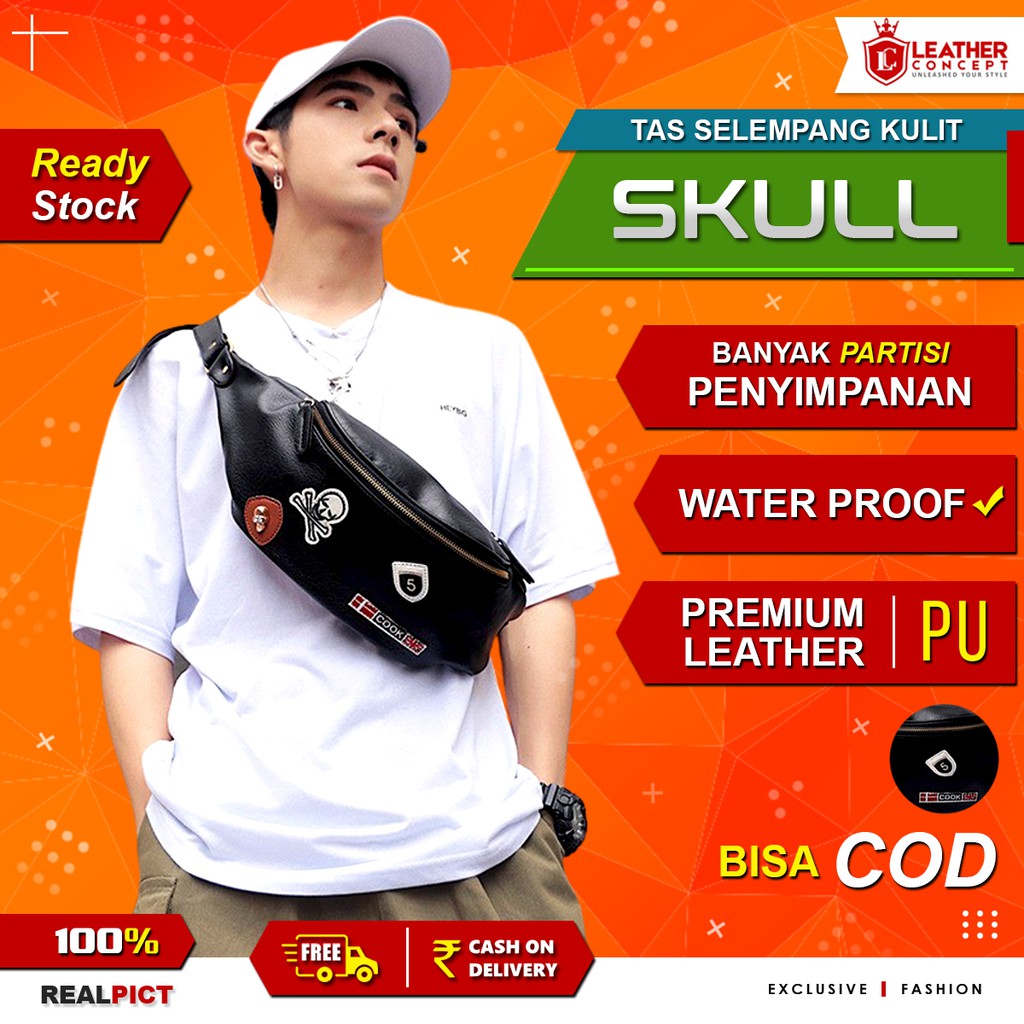 Waist Bag Tas Bahu Tas Selempang Pria (SKULL)