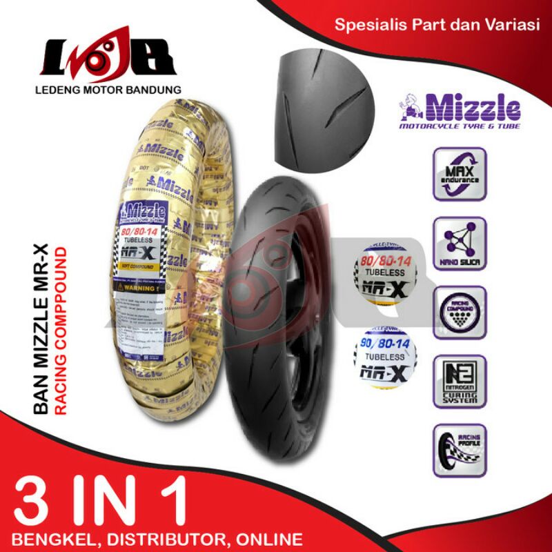 Ban Mizzle MR-X Tubeless Soft Racing Compound Motor Matic Ring 14