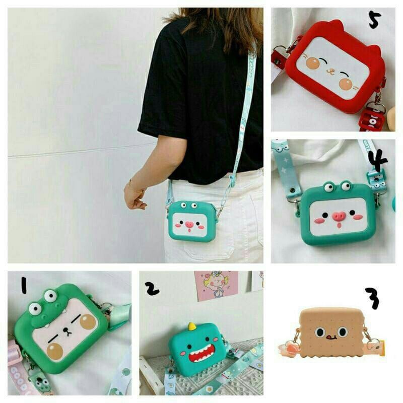 Laristerus79 TAS JELLY anak lucu karakter biscuit kodok dino tas karakter anak salempang motif lucuu