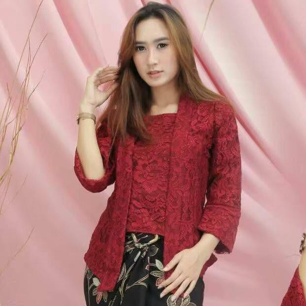 PROMO!!! Atasan kebaya kutubaru pendek / kebaya modern / kebaya wisuda  / kondangan / braidsmaids-MARUN