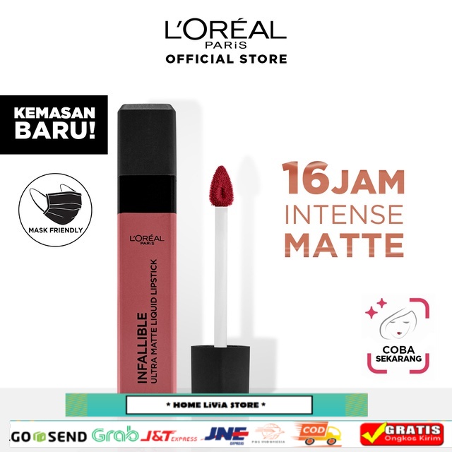 L'Oreal Paris Infallible Ultra Matte Liquid Matte Lipstick Make Up (Untuk Hasil Matte Tahan 16 Jam)