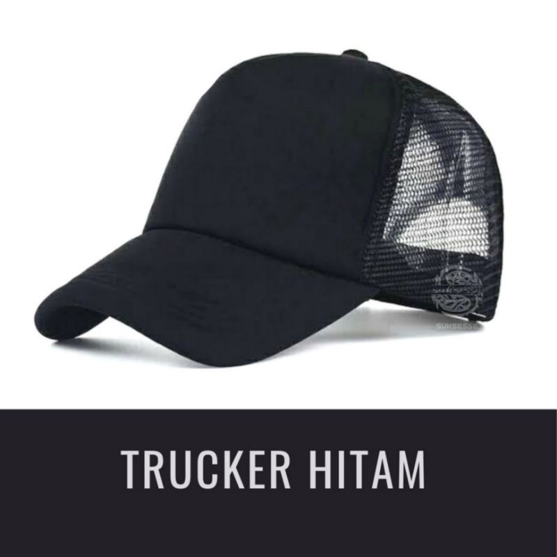 Topi Jaring Hitam Polos | Trucker Hat | Topi Distro