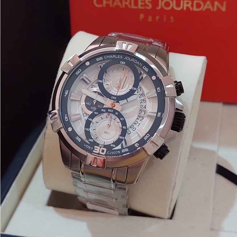 JAM TANGAN PRIA CHARLES JOURDAN CJ1075-1312C SILVER ORIGINAL ORI