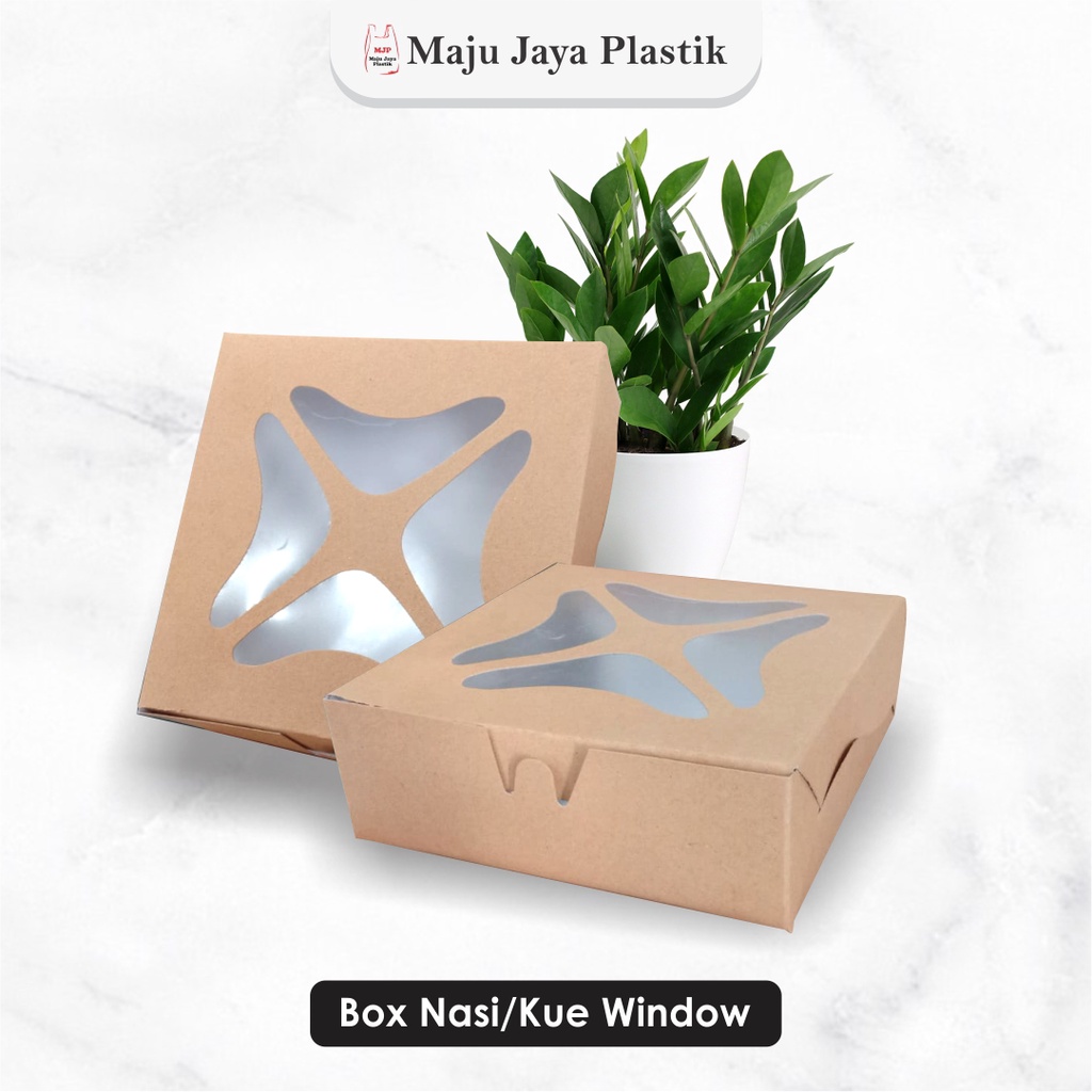 

Box Kraft Laminasi Ivory Coklat LAMINASI JENDELA Dus Nasi Kue Roti Snack 18x18x7 20x20x7