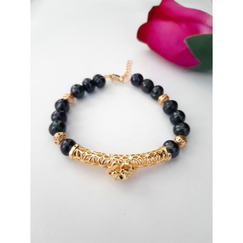 MUTIARA LOMBOK GELANG MUTIARA AIR TAWAR HITAM SPACER HOLLOW MAWAR BOLA HADIAH SERTIFIKAT KEASLIAN