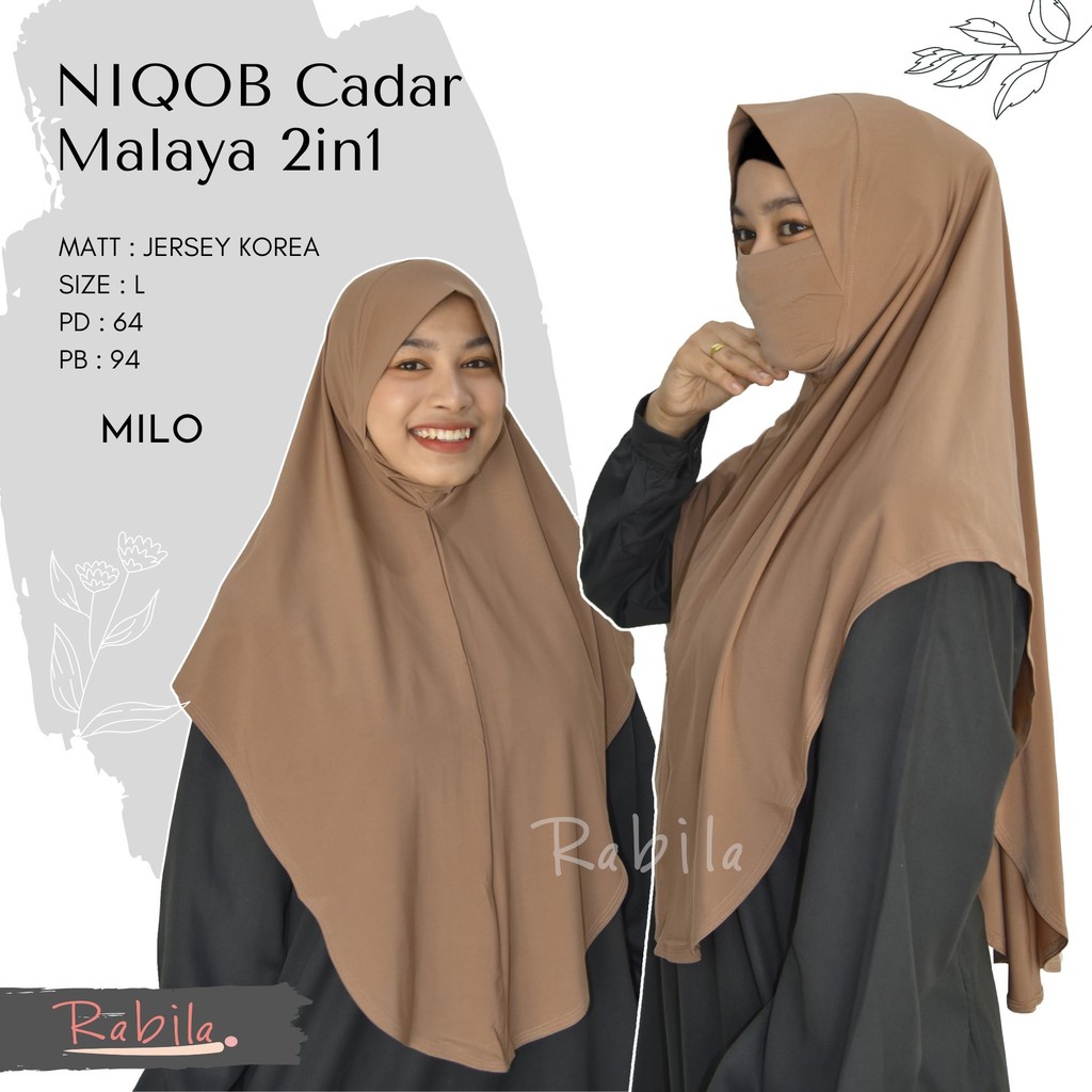 TOKODENAY - HIJAB MASKER - NIQAB MALAYA 2IN1 - BAHAN JERSEY - JILBAB WANITA MUSLIMAH - BEST SELLER