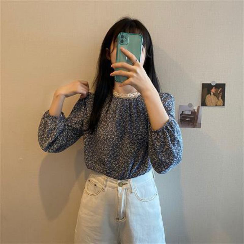 Blouse Mina Korean Style Kerah Bulat