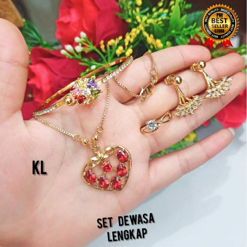 XUPING SET PERHIASAN WANITA DEWASA TERBARU motif pilihan lapis emas gold