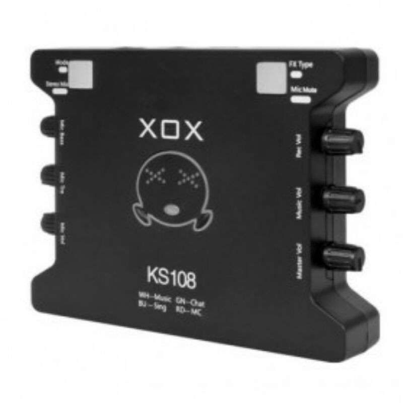 XOX Audio Interface USB External Soundcard Live Boardcast Microphone Headset - KS108 - Black
