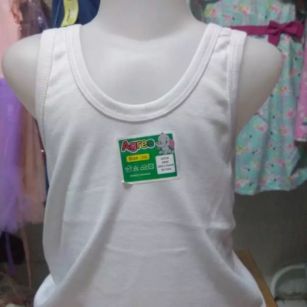 6pcs Kaos Dalam Anak AGREE ST 04 | Singlet Anak Pakaian Dalam Putih | Open