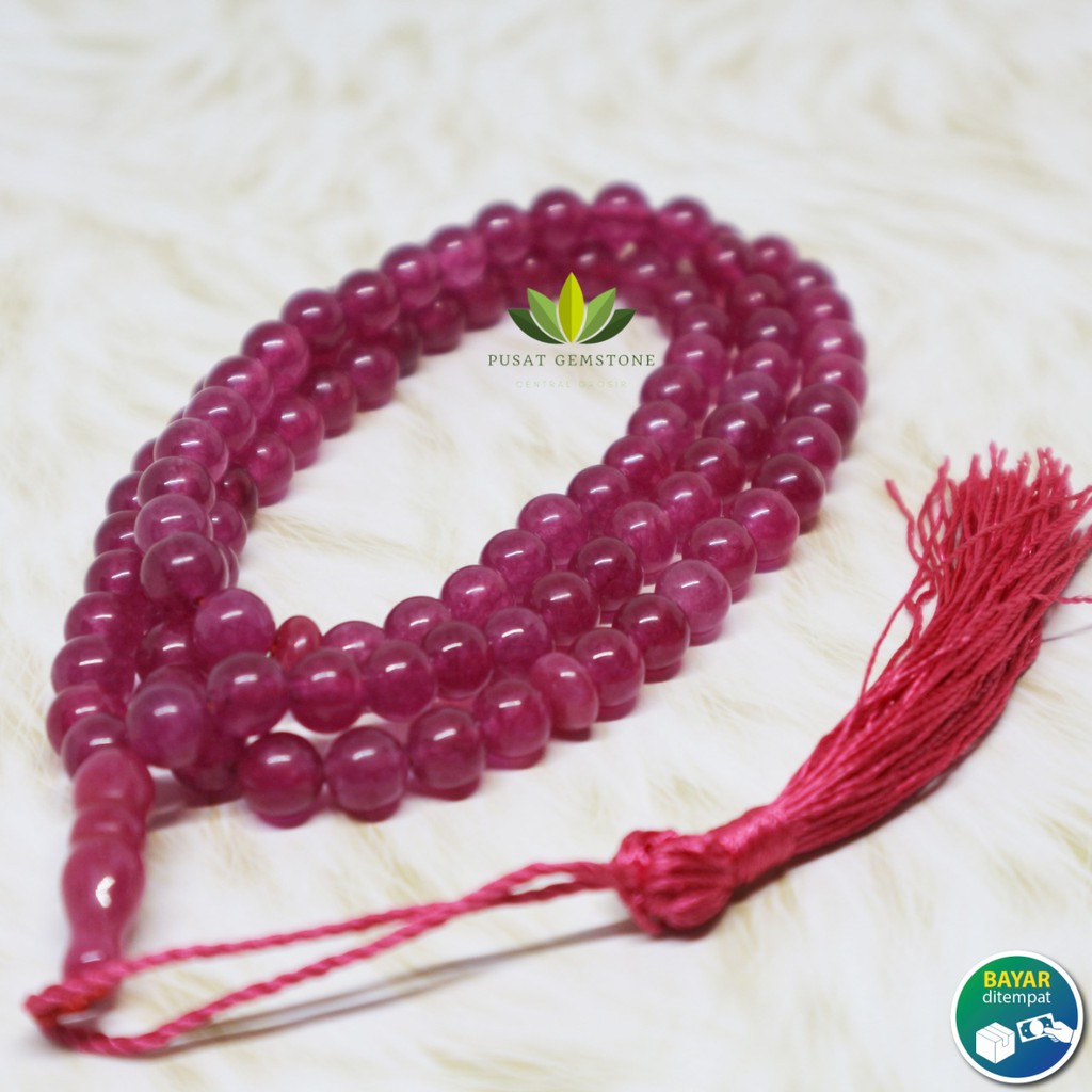 Tasbih Batu 99 Butir Giok Pink 8 mm