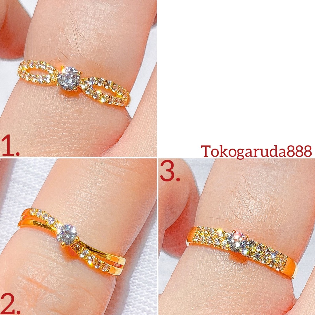 Cincin anak dan dewasa emas asli kadar 700 70 16k solitaire mata sebaris wave 2 baris mewah elegan like diamond ringan 1 satu gram gr g gift ring gold terbaru nomor 10 11 12 13 14 15 16 17