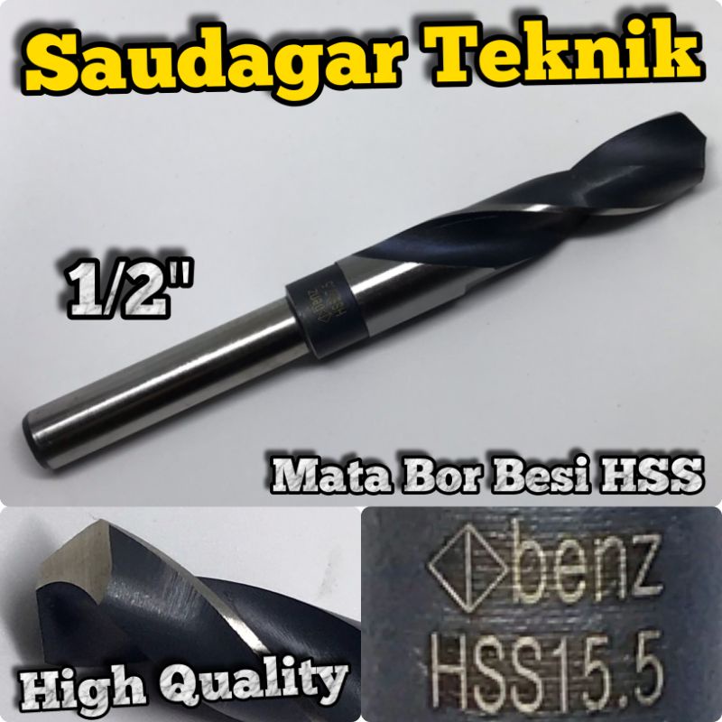 Mata Bor Besi 15.5mm Bisa Bor Tangan Reduced Shank 15,5 mm 1/2&quot;