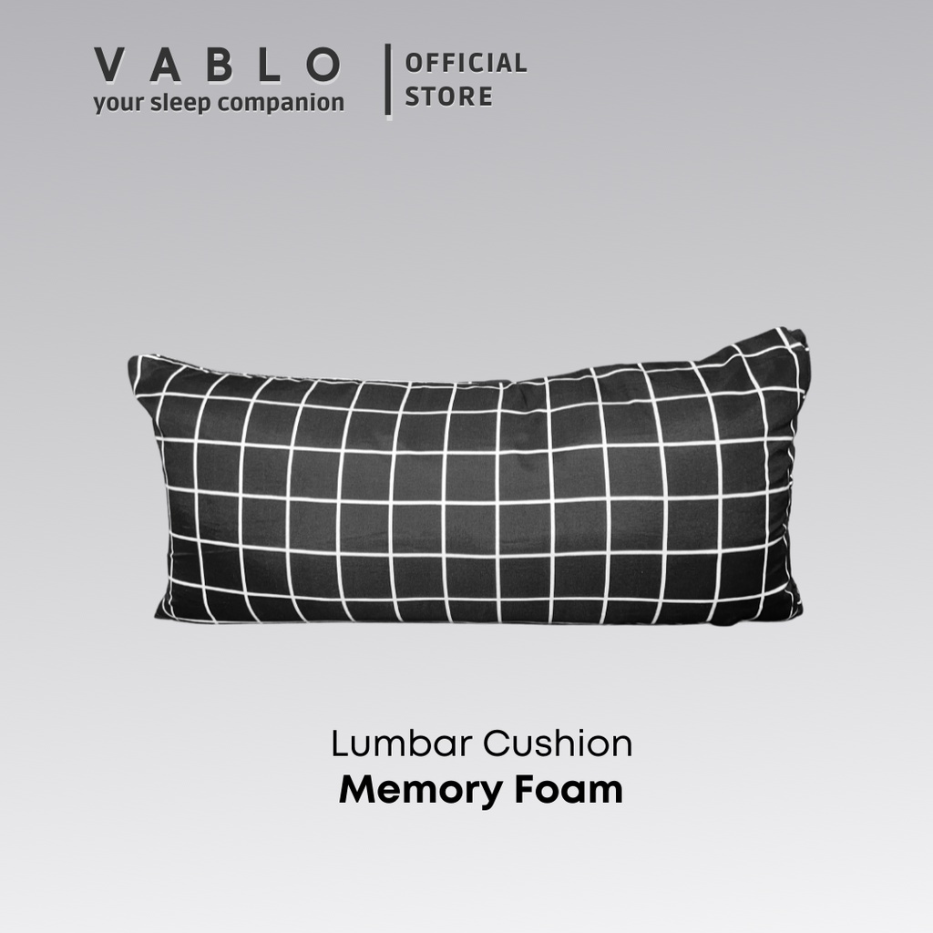Vablo bantal lumbar cushion memory foam micro - motif hitam - premium cushion pillow-1