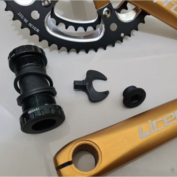 Crankset double Litepro 53T-39T gold edition HT2 Hallowtech 11 alloy