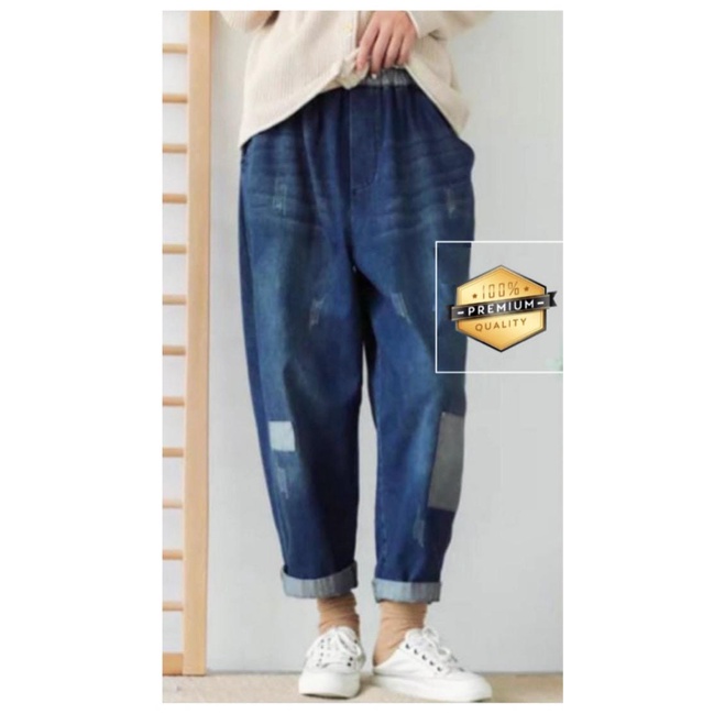 TALLA PANTS JUMBO Celana Jeans Whisker Spray Pinggang Karet | Outfit Remaja Terbaru Kekinian