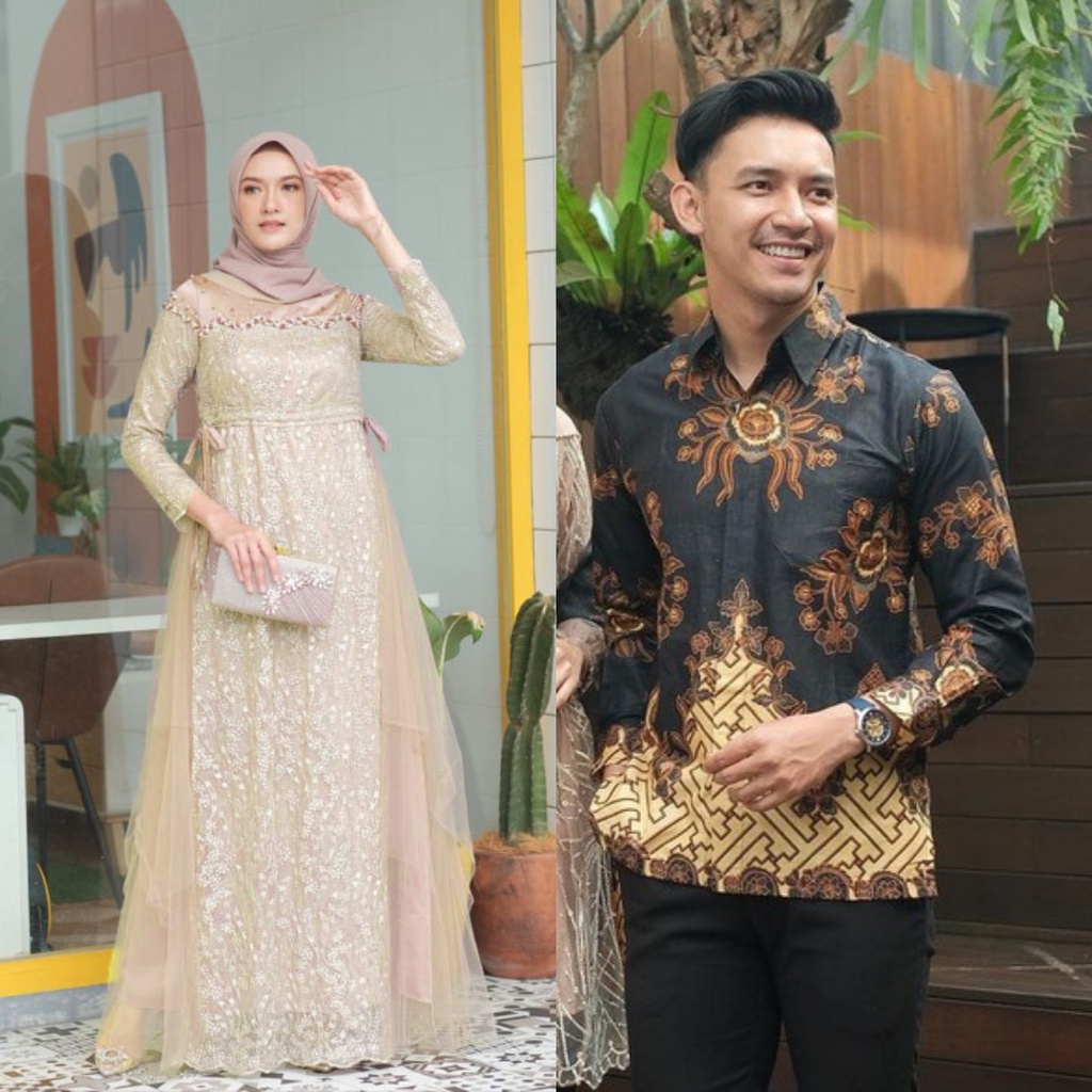 [NEW ARRIVAL] BISA COD ADA JUMBO VANIA COUPLE TERBARU//GAMIS BROKAT MUTIARA FULL KELILING KOMBINASI TULLE TUTU SERUT PINGGANG BISA ADJUST//BAJU SARIMBIT KEKINIAN GAMIS COUPLE KEMEJA BATIK DRESS BRUKAT GAMIS KONDANGAN//