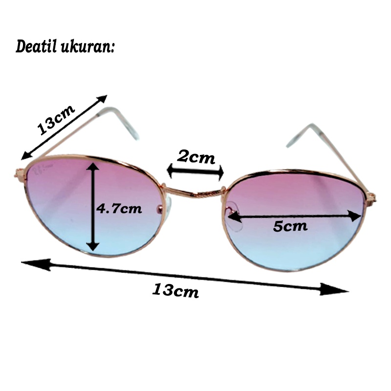 Kacamata Fashion Frame Oval Gradasi Kacamata Wanita Pria Big Eye Lensa Warna Gradasi Keren Sunglasses Kaca mata Fashion Outdor Korea Terbaru Kacamata Fesyen