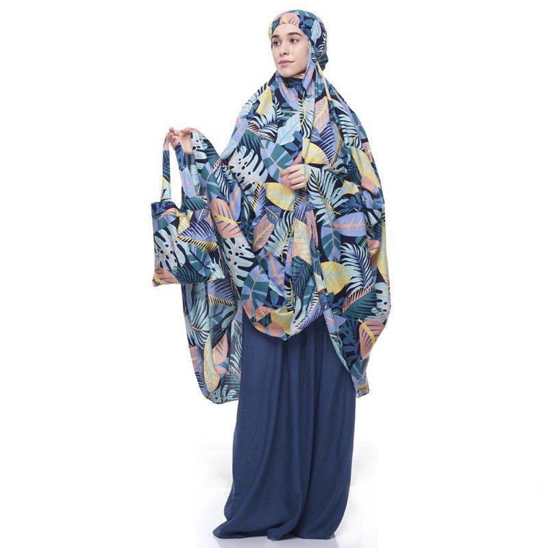 Tropical Sweet Navy Mukena Tazbiya Motif