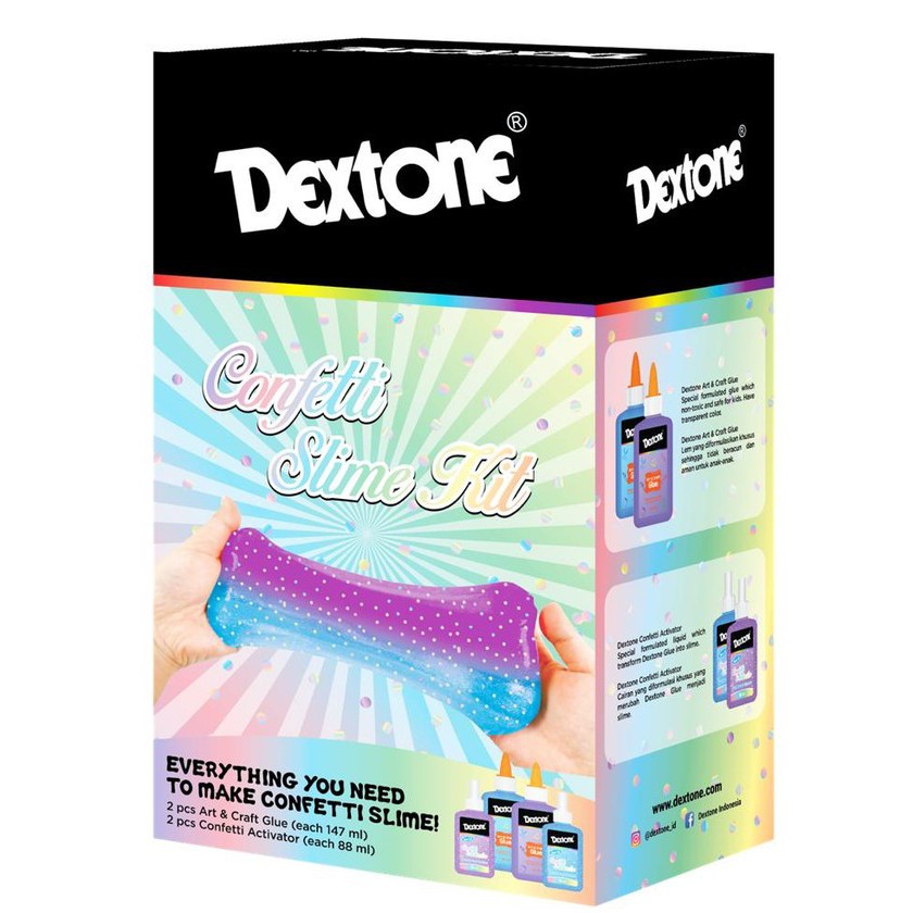 DEXTONE SLIME KIT UNICORN RAINBOW CONFETTI METALLIC GLOW IN THE DARK