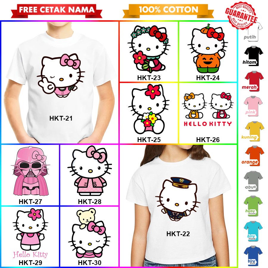 [FREE NAMA!!] Baju Kaos COUPLE HELLO KITTY BANYAK MOTIF