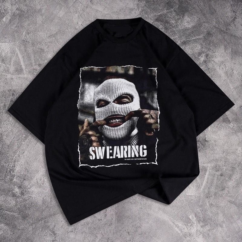 GSC - ETHEREAL Kaos Oversize Shirt / Smile mask Oversized Shir-t-swearing hitam