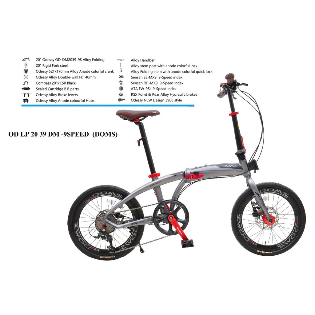 Sepeda Lipat  Folding Bike 20 Odessy Doms 9 Speed