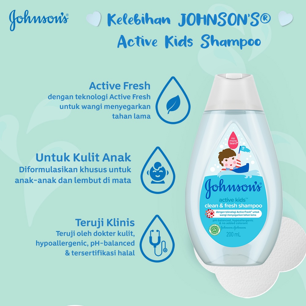 JOHNSON'S Active Kids Clean &amp; Fresh Shampoo - Shampo Anak-anak 200ml