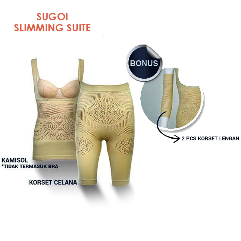 SUGOI Slimming Suit -  Korset Badan/Korset Perut/Pelangsing Perut/Pembentuk Badan dilengkapi dengan 