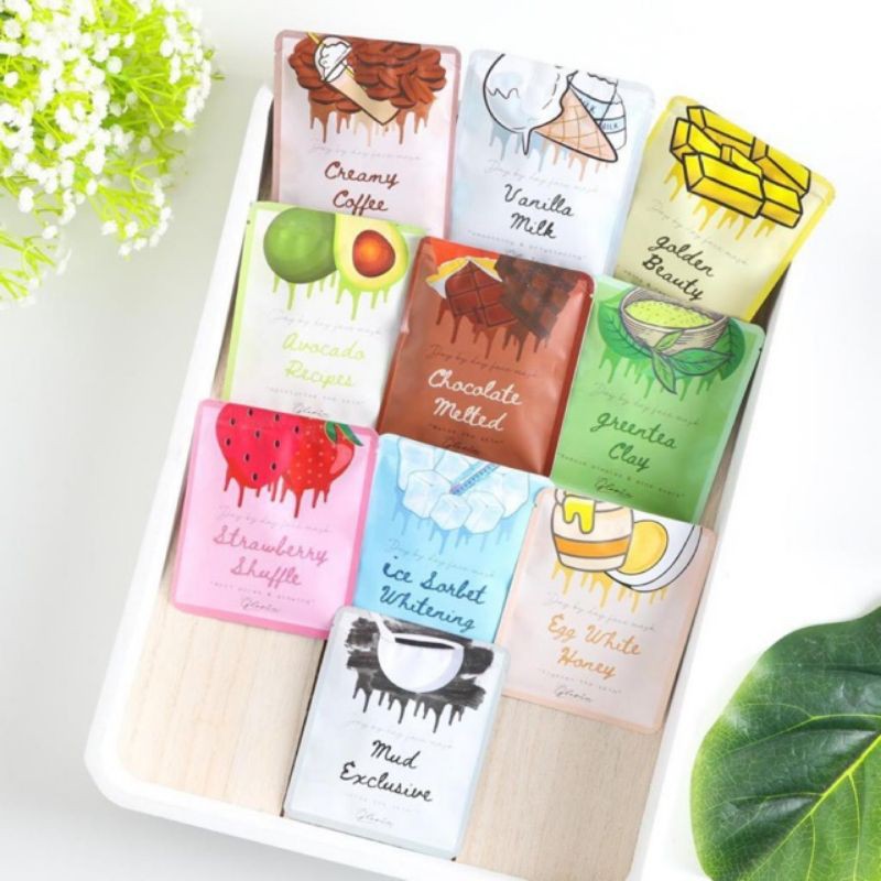 BPOM ✅ Masker Wajah Bubuk 10 Gram | 20gr | 50gr- Masker Lea Gloria 10 Varian - Organik & Non Organik