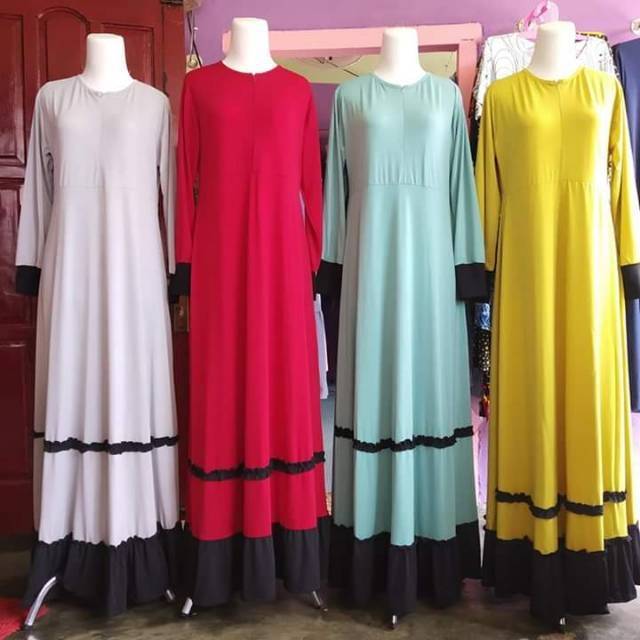 Gamis jersey rempel Aura.BUSUI (Jersey lemonskin/kwalitas terbaik)