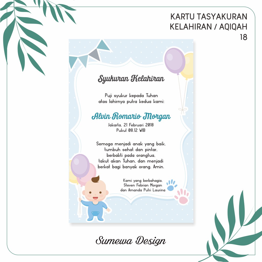 Kartu Ucapan Tasyakuran Kelahiran Aqiqah Khitanan Selapanan 18