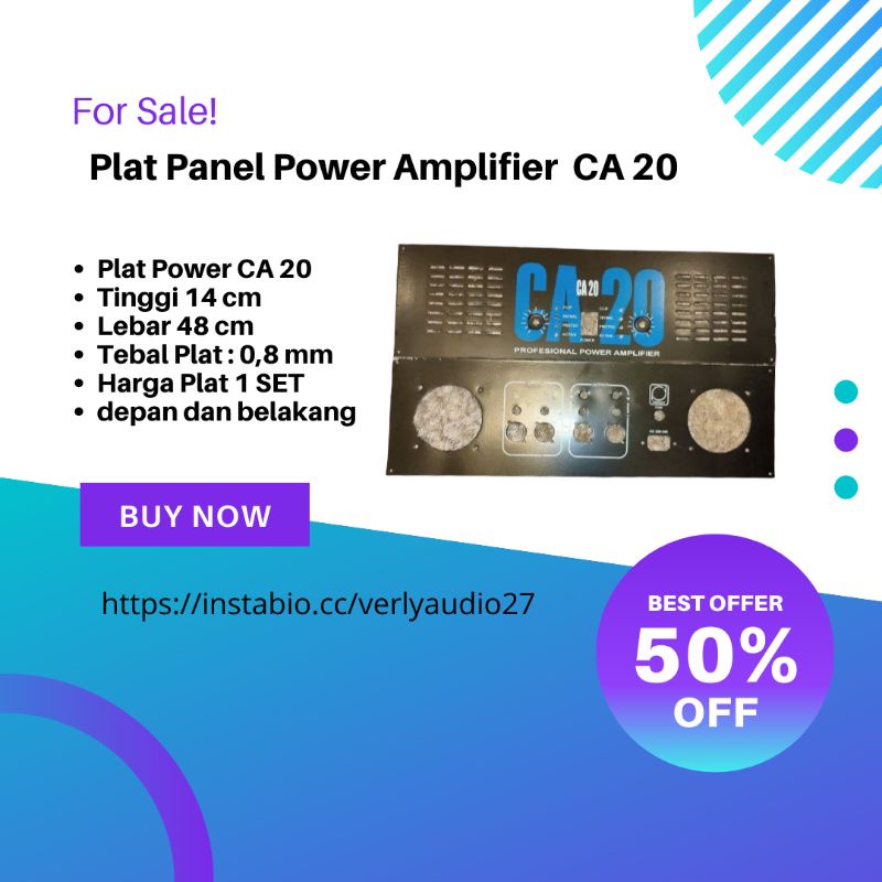 Plat Panel Power Amplifier Stereo CA 20 Depan Belakang Panel Power CA 20 plat power ca 20 model teku