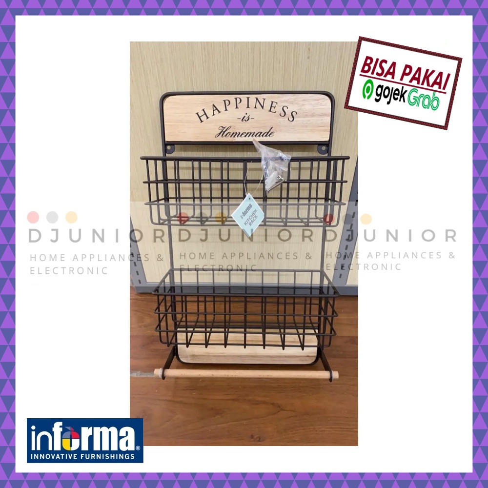 INFORMA - ROWEN / MILO 2 TIER HANGING KITCHEN RACK / RAK DINDING / RAK WADAH TEMPAT BUMBU