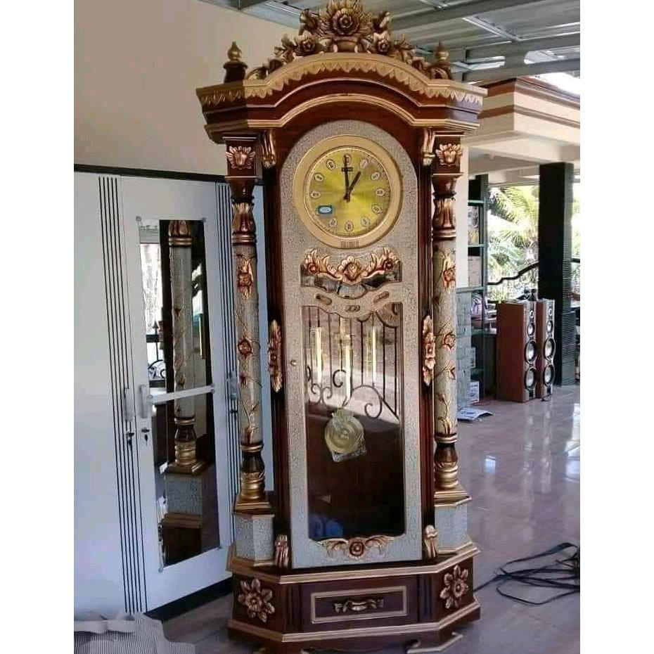 Lemari Jam Hias Mewah/Jam Besar Full Ukir(Jati Asli