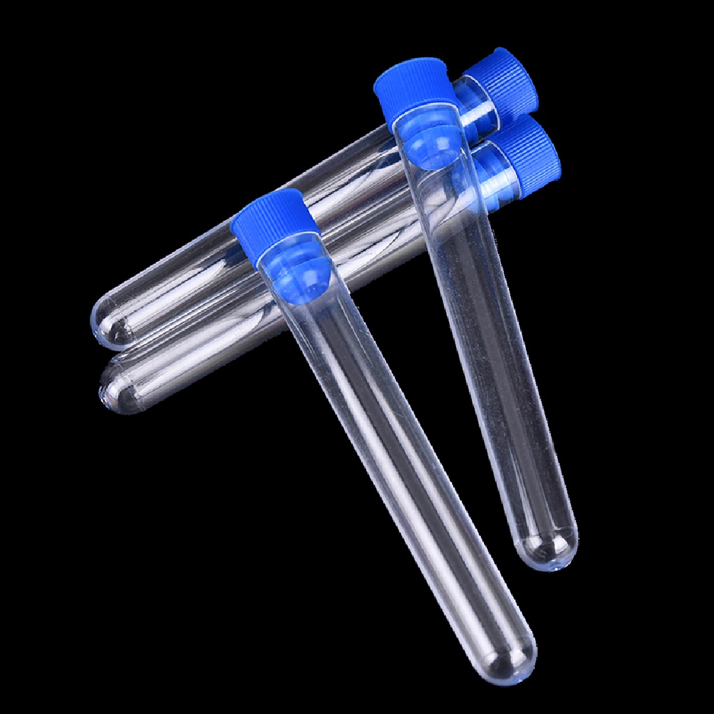 【seasonoun】 10pcs 15x100mm Clear Plastic Test Tubes Hard Plastic Test Tube With Wing Plug .