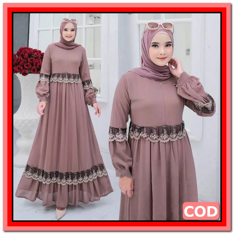 Gemis Muslim Terbaru Gamis Muslim Wanita Moneta Bahan Rayon Viscose Spassy Uwais Nabtik Cod Garansi 