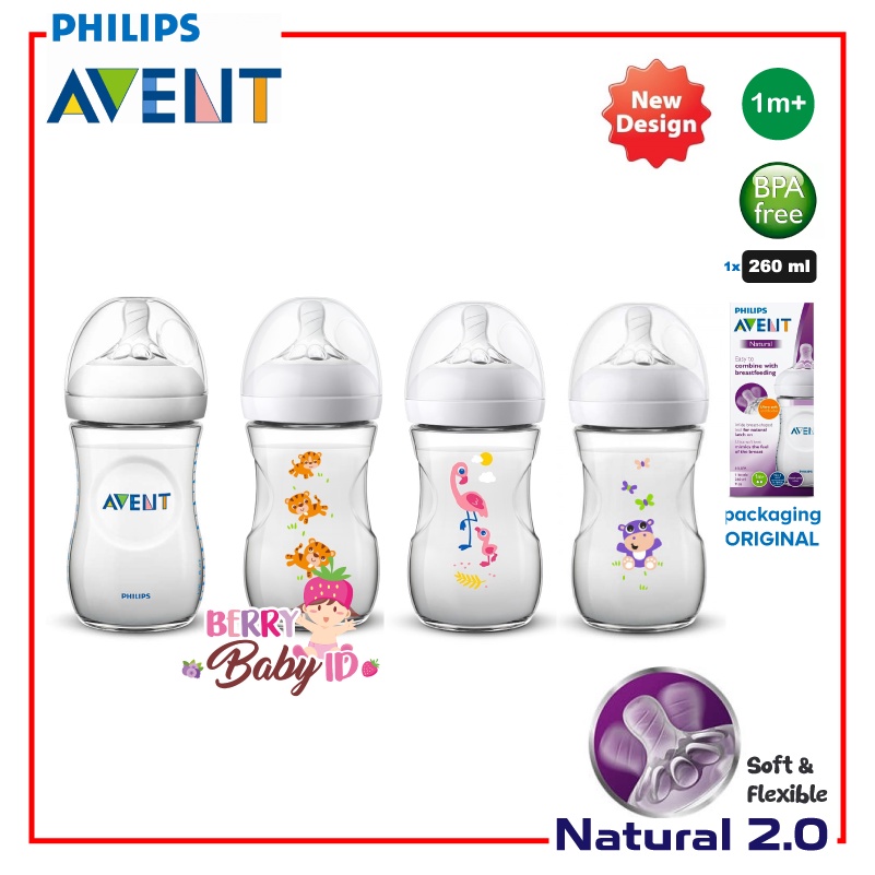 Philips Avent Natural Botol Susu Bayi Single Pack 125ml 260ml 0m+ 1m+ Berry Mart