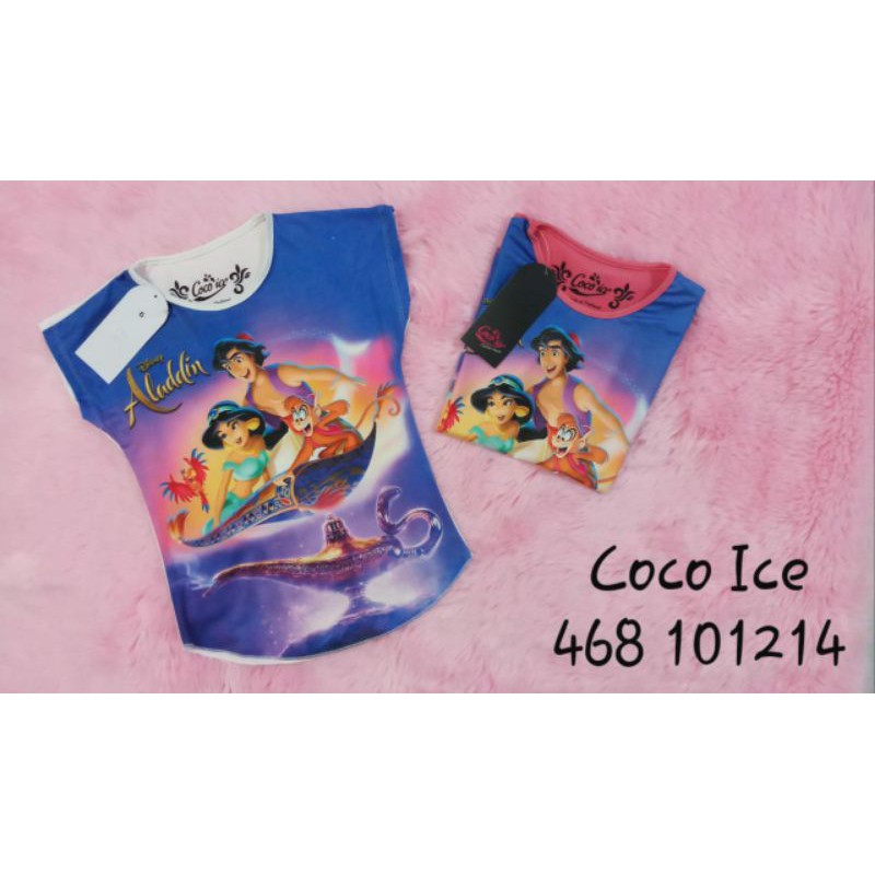 Kaos anak perempuan Coco Ice motif Aladdin