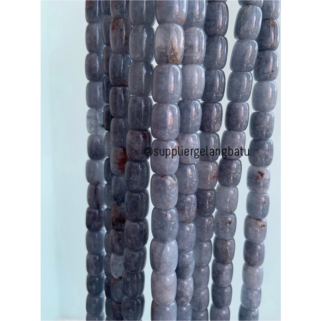 bahan renceng batu agate tabung 8mm amazonite abu abu craft aksesoris